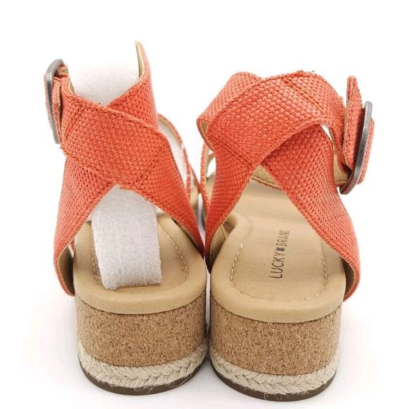 Lucky Brand Wensdei Womens 6M Coral Vada Woven Strappy Espadrille Sandal Strappy - Picture 6 of 8